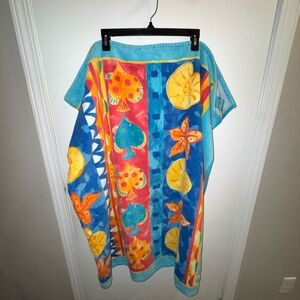 Vintage TerriSol Colorful Beach Towel with Sea Life Design